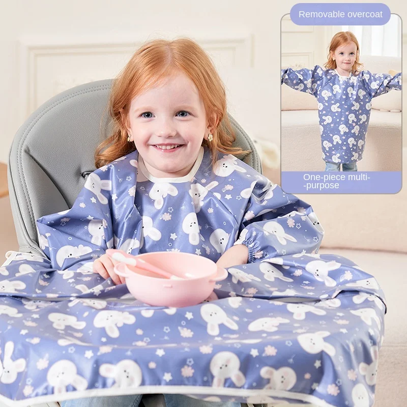 Bavoir d'alimentation propre pour bébés garçons et filles de 8 à 5 ans, tablier imperméable avec couverture de Table, bavoir à couverture complète pour enfants sans gâchis