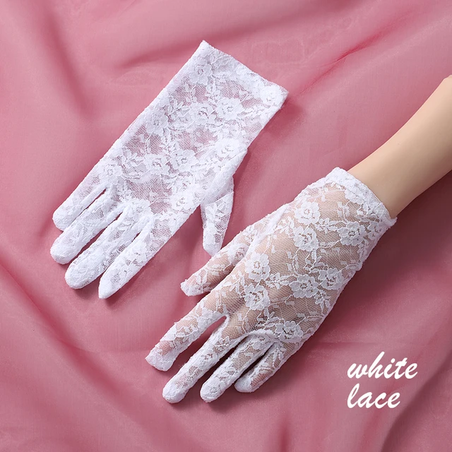 Gants de mariée de style vintage pour dames, longueur de poignet imprimée élégante, gants en dentelle de mariage – Image 3