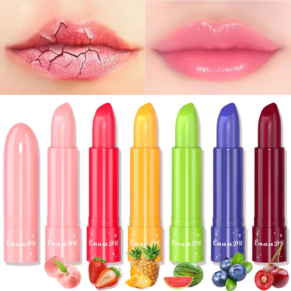 CmaaDu 6 couleurs imperméable couleur fruit teinté brillant changeant hydratant nourrissant lueur jouer baume à lèvres rouge à lèvres soin de couleur