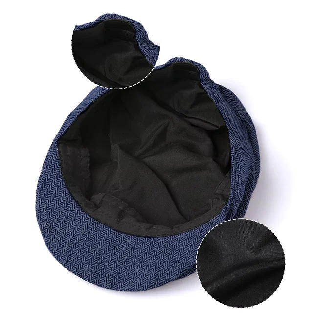 Chapeau de journal pour bébés garçons, casquette plate à chevrons pour enfants, accessoires de béret rétro pour nourrissons, doublure douce en feutre épaisse et chaude – Image 2