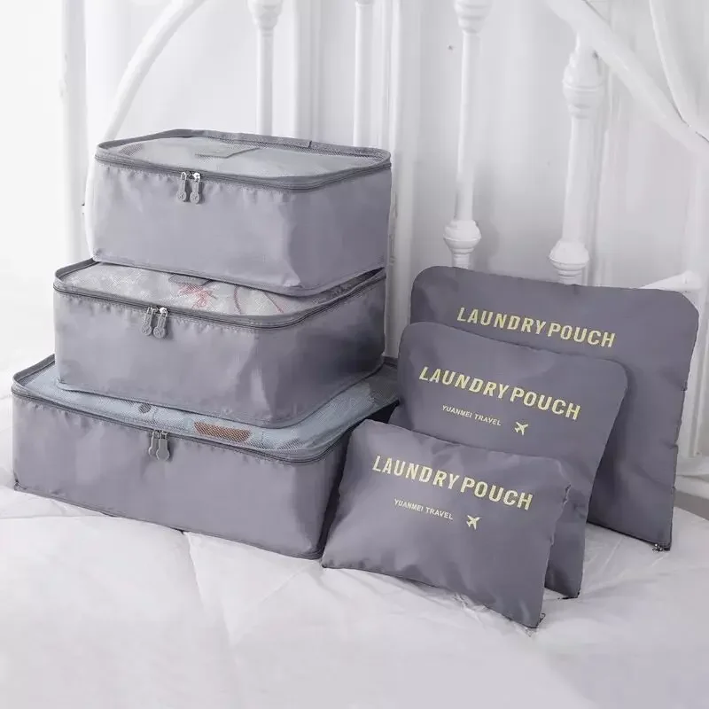 Sac de rangement de voyage 6 pièces, sac Cube d'emballage multifonction, Kit de voyage pour femmes, organisateur de vêtements bien rangés, pochette de valise de garde-robe