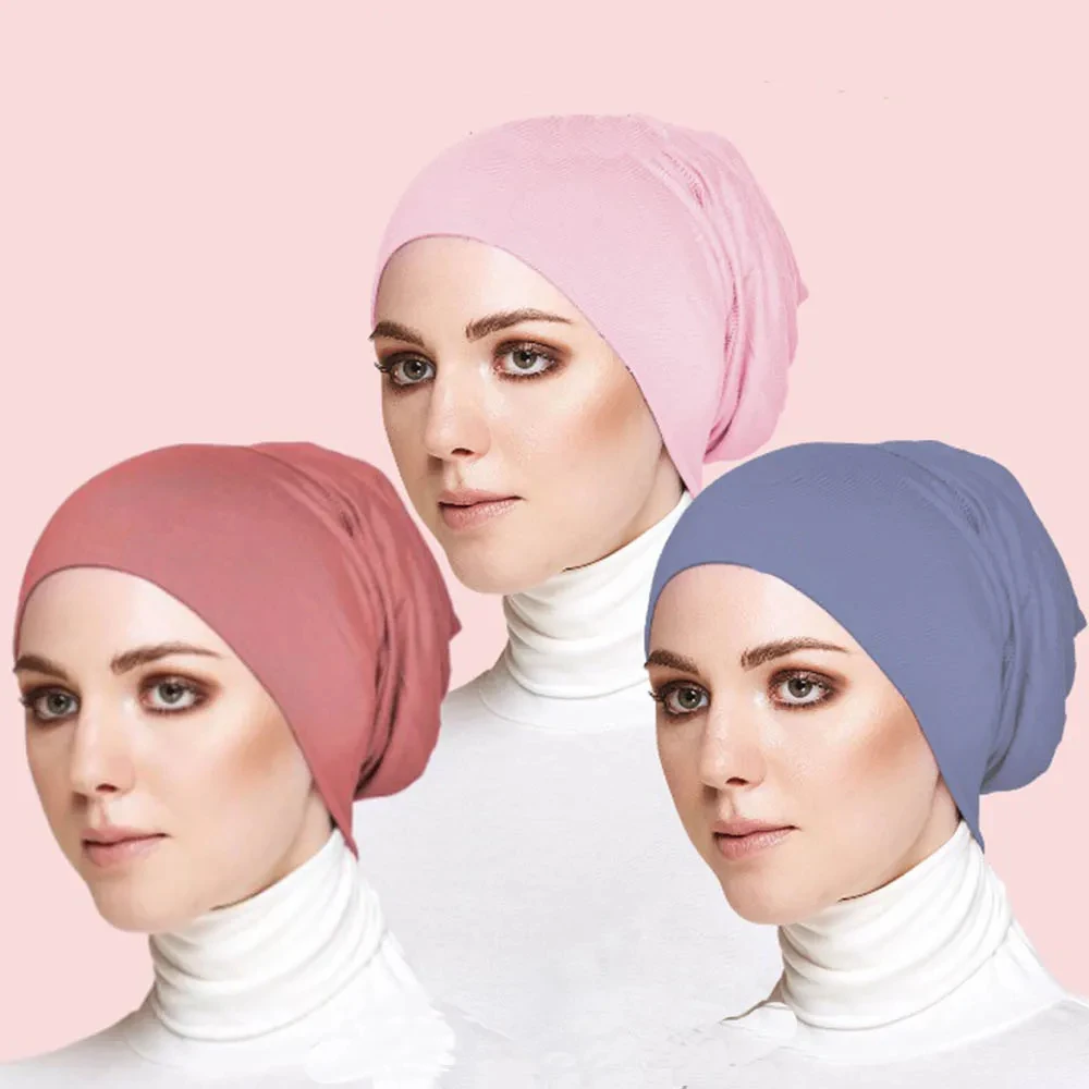 2024 nouveaux bonnets Hijab intérieurs musulman Stretch Jersey casquette islamique sous-écharpe Bonnet femme foulard Turbante Turban Mujer