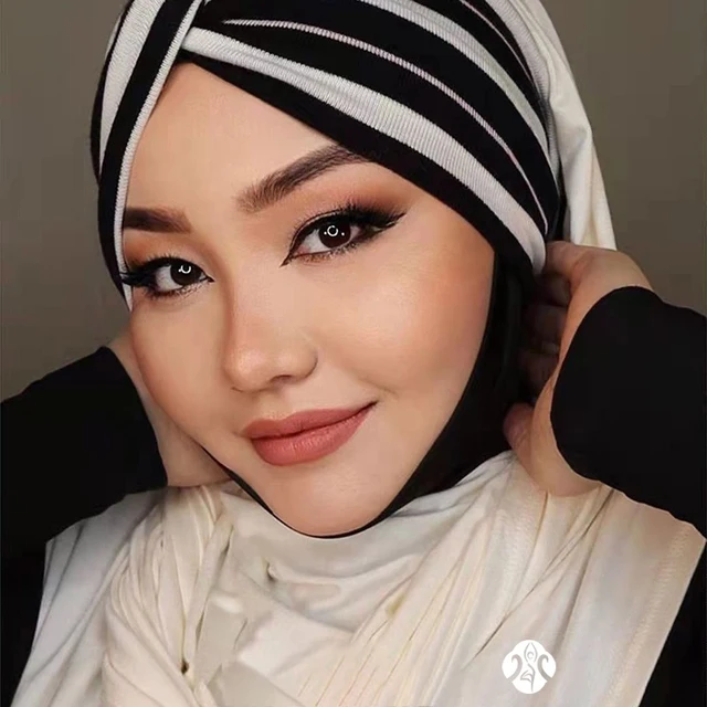 Hijab femme musulman ramadan abaya femme islam foulard musulmane pour femme bonnet soie de medine Foulard de luxe en mousseline de soie pour femme musulmane, hijab en jersey, style abaya, bonnet, turban – Image 4