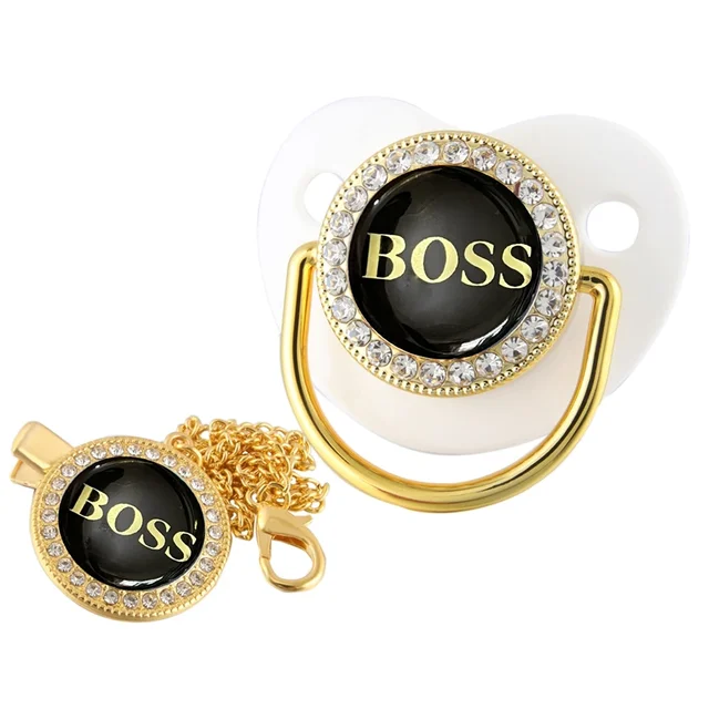 Sucette bébé avec pince à chaîne nouveau-né sans BPA sucette de luxe Bling sucette factice en Silicone Chupeta – Image 3