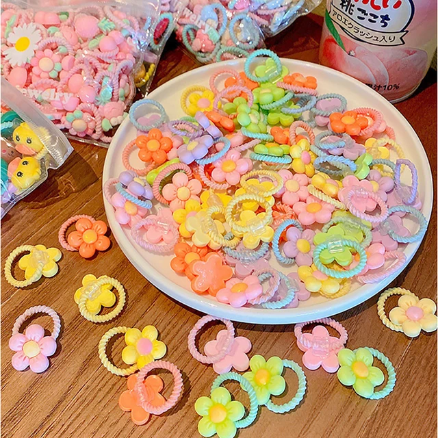 50/100 pièces d'attaches de cheveux de pouce mignonnes pour les filles, haute élasticité, ne fait pas mal aux cheveux, corde de cheveux douce pour petite fille, enfants – Image 4