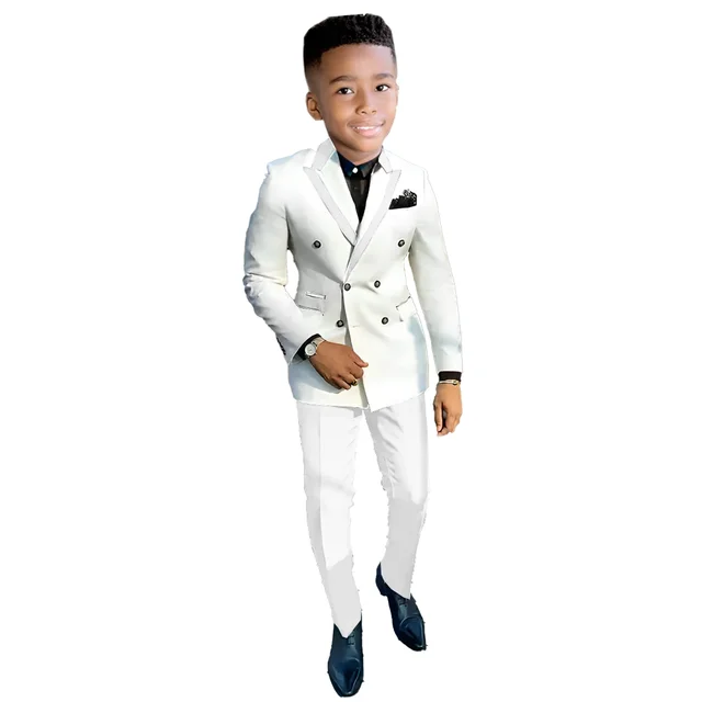 Tenue de mariage pour enfants, veste, pantalon, gilet, robe de soirée, col châle, Blazer pour enfants, ensemble complet personnalisé de 3 à 16 ans, 2 pièces – Image 3