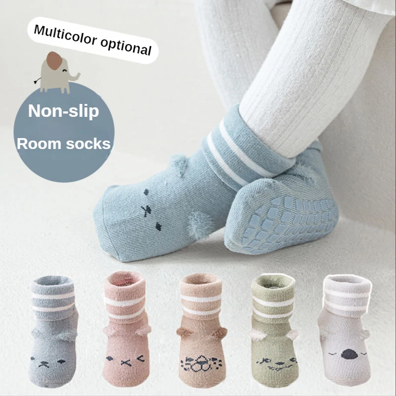2 paires Lot dessin animé nouveau-né sol pied chaud trucs coton chaussettes enfants anti-dérapant printemps et automne mignon garçon bébé enfant en bas âge cadeau