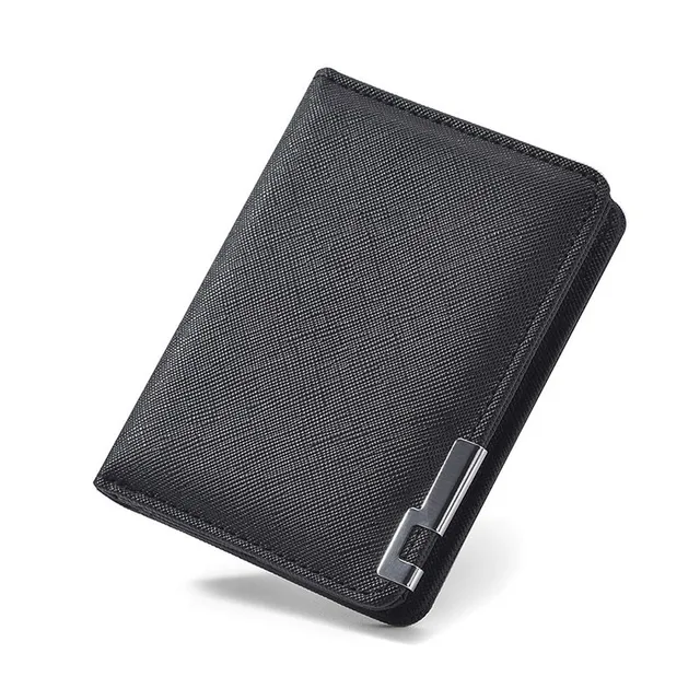 Portefeuille minimaliste en cuir PU rétro pour hommes, Orange, noir, gris, blanc, porte-monnaie Ultra fin, portefeuille mince à deux volets, pince à billets pour hommes et femmes – Image 6
