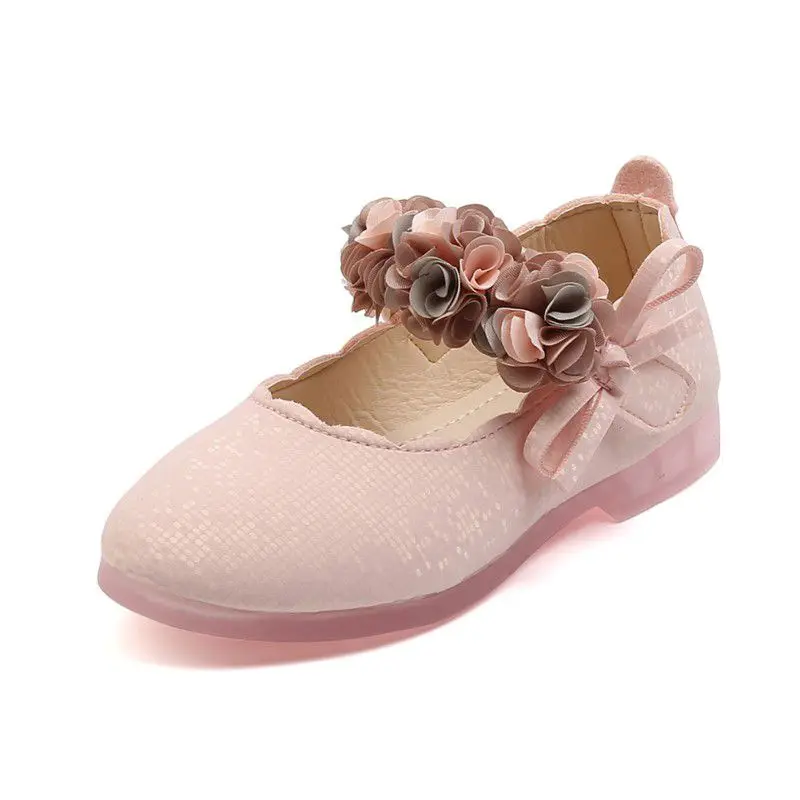 Printemps enfants filles chaussures plates fleurs élégantes princesse fête chaussures de danse chaussures en cuir souple avec dentelle enfants pour la fête de mariage