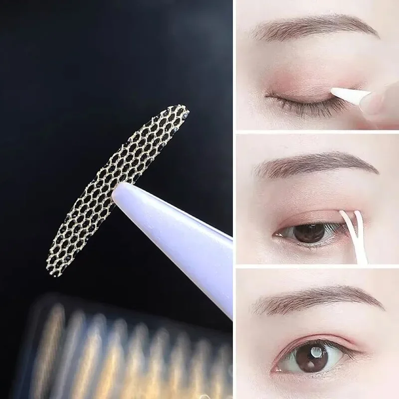 240/360 pièces Double pli paupière bande autocollant dentelle Nature clair Beige rayure auto-adhésif naturel maquillage des yeux maquillage avec outil