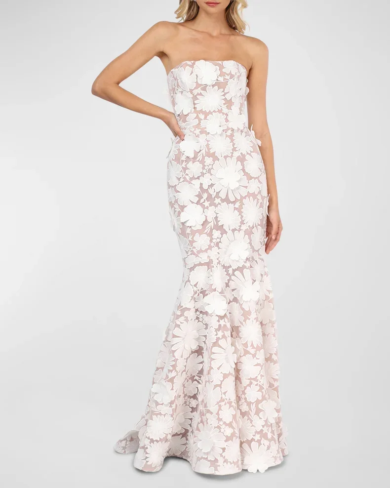Robe Sirène Brodée Sans Bretelles en Dentelle pour Femme, Vintage, Col en V, Sexy, Maille, Tulle, ix, Éducatif