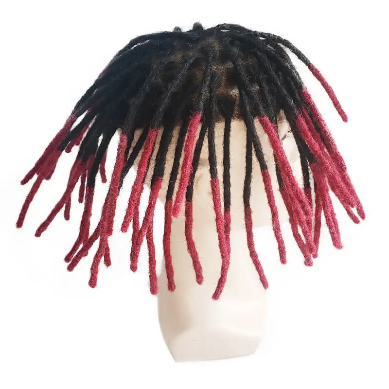 Dreadlock Double Knots Skin Base Toupee For Black Men 100% Natural Human Hair Male Hair Prosthesis Toupee Men Afro Curly Wig
