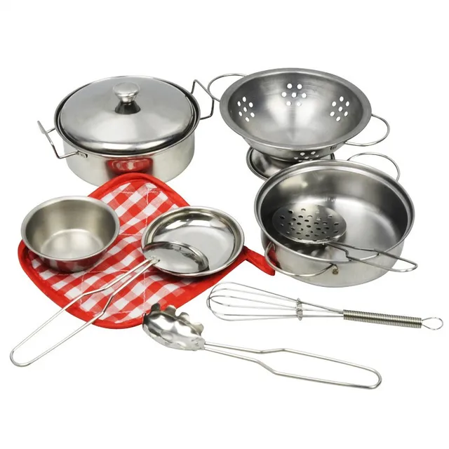 Ustensiles de cuisine en acier inoxydable, ensemble de casseroles et poêles, ustensiles de cuisine, jouets de jeu de simulation, outil d'apprentissage, cadeaux – Image 3