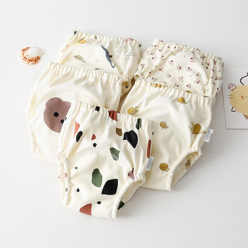 Pantalon d'Entraînement pour Bébé, Sous-Vêtements Lavables, Motif Mignon, Respirant, Couches d'Été en Coton, FJJ