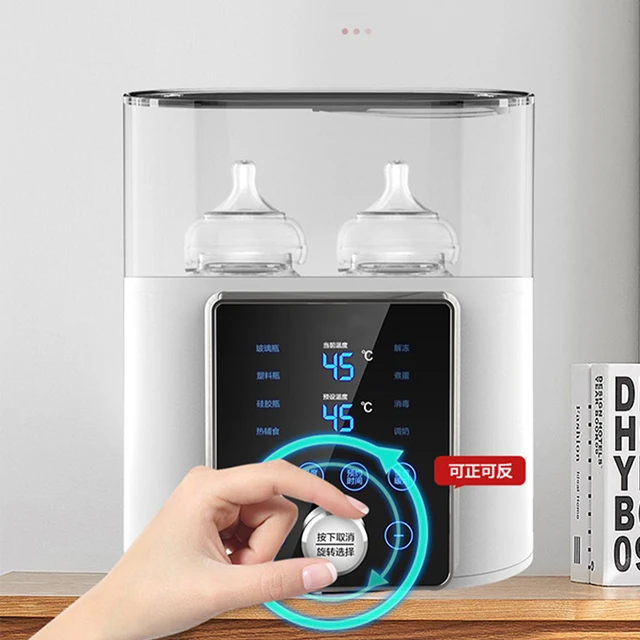 Chauffe-biberon multifonction stérilisateur chauffe-lait rapide 8 en 1 avec minuterie lait maternel ou formule s'adapte à 2 biberons – Image 4