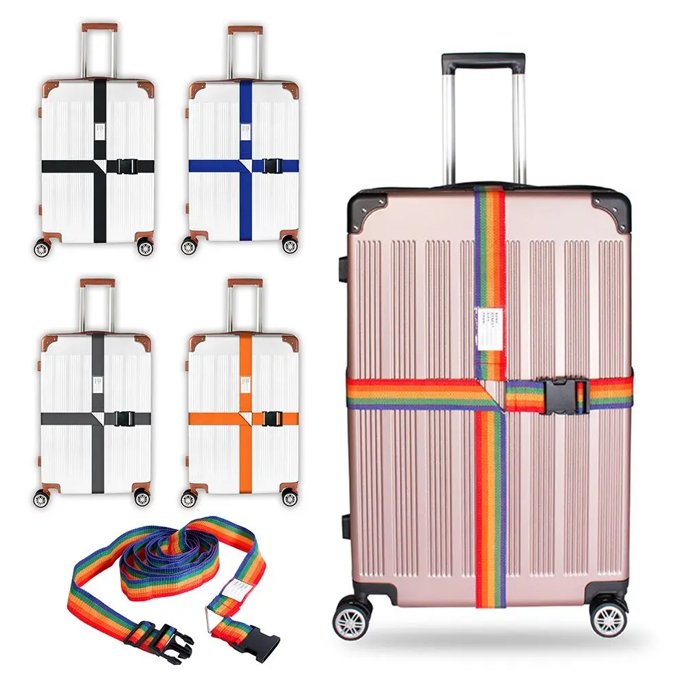 Sangle de bagage réglable, ceinture croisée, accessoires de voyage, sangle de valise, arc-en-ciel, environnement d'emballage de bagages