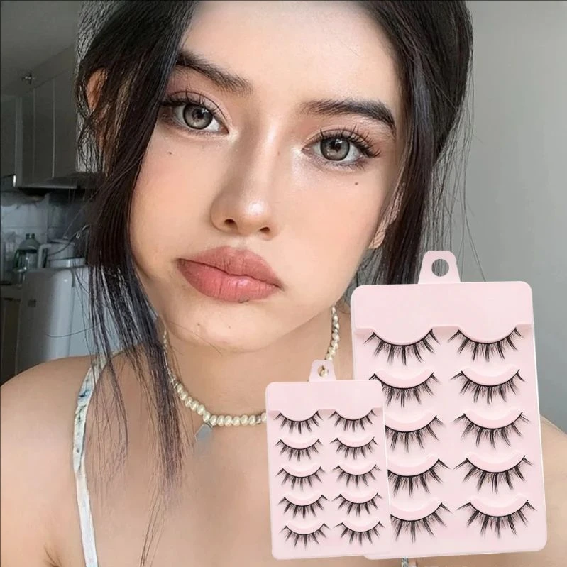 MJ 5 paires de maquillage naturel maquillage quotidien Cos cils greffage simulé queue de poisson cils segmentés outil de maquillage du visage