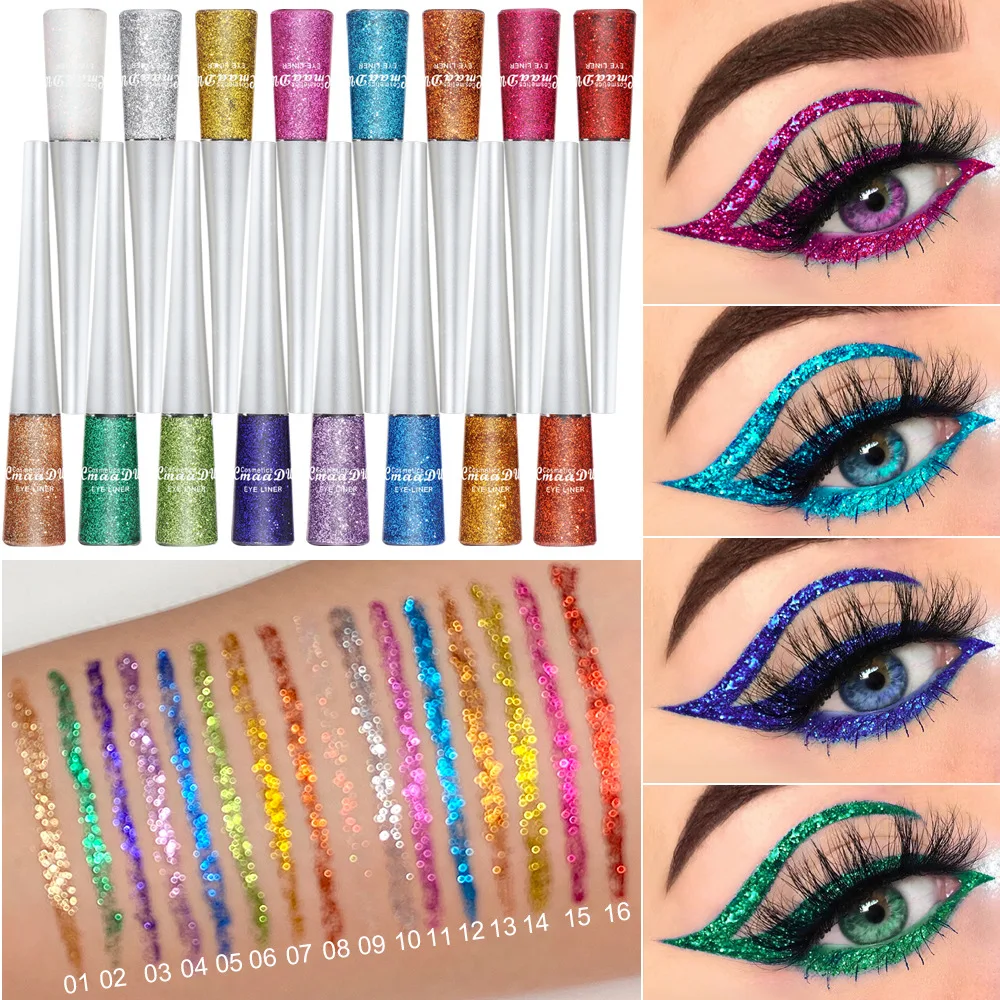 CmaaDu Johanna-Eye Liner Liquide Couleur, Pigment Argent 402, Paillettes, Imperméable, Longue Tenue, Fierté, Maquillage Cosmétique