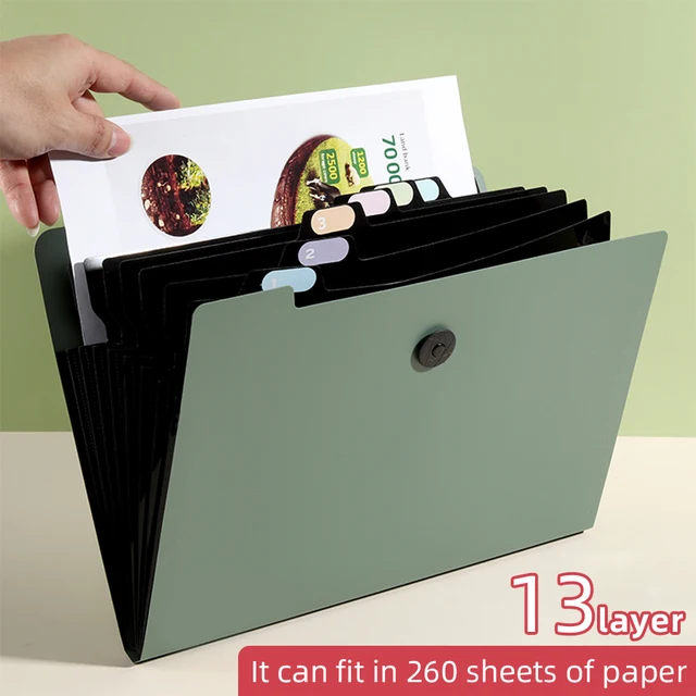Three Colors Horizontal A4 Folder Students Office Business Trip Multi-layer Large Capacity 5/8/13 Layers Storage Organ Bag – Image 5