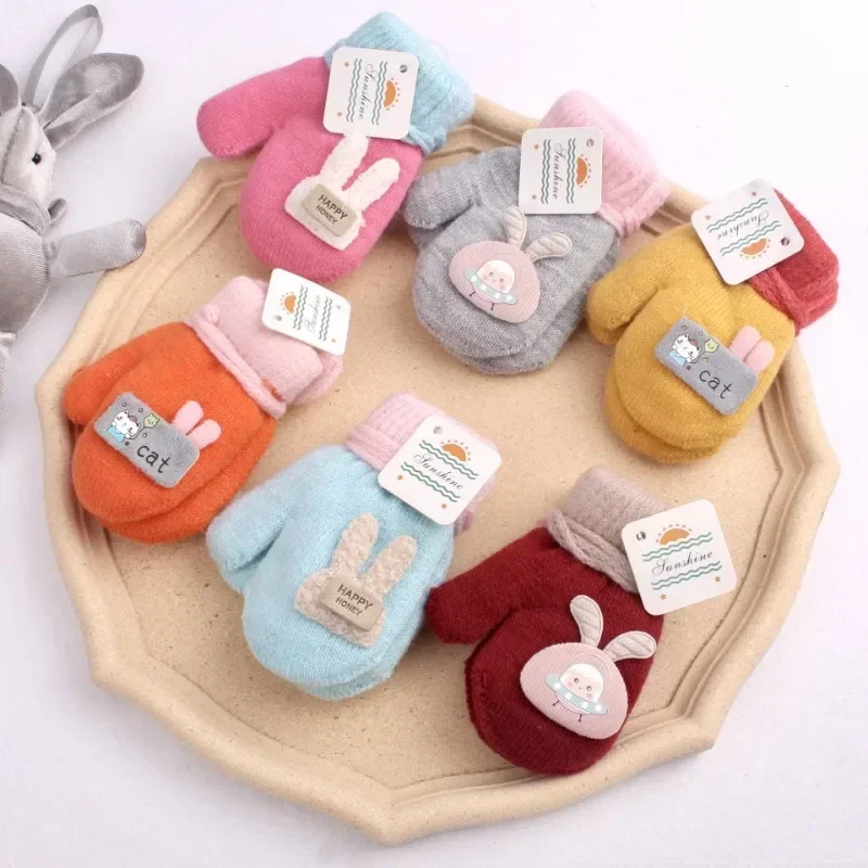 Gants de dessin animé mignons pour enfants, mitaines épaisses, optique plus chaude, garçons et filles, bébé de 1 à 4 ans, hiver