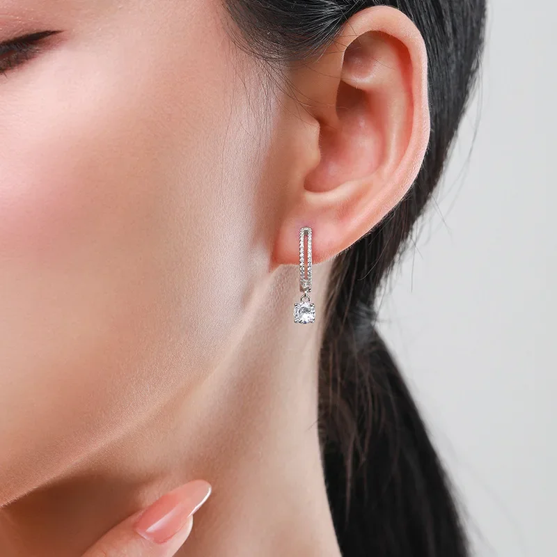 Boucles d'oreilles en or blanc massif 18K AU585, platine PT950, tempérament, niche féminine, spectacle senior, vrais diamants
