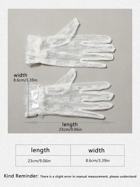 Gants de mariée de style vintage pour dames, longueur de poignet imprimée élégante, gants en dentelle de mariage – Image 6