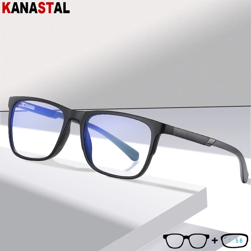 Lunettes bloquant la lumière bleue pour hommes et femmes, monture carrée TR90, UV400, Prescription sur ordinateur, myopie, hypermétropie, lunettes de lecture