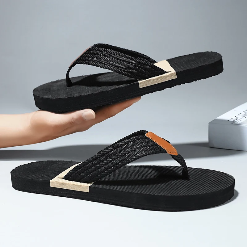 Tongs de plage coordonnantes respirantes pour hommes, pantoufles d'extérieur décontractées, diapositives d'été, mode de créateur