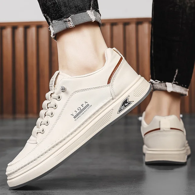 Chaussures décontractées coréennes pour hommes quatre saisons semelle souple antidérapante confort chaussures de marche en plein air mode jeunesse blanc chaussures plates chaussure de fête – Image 5