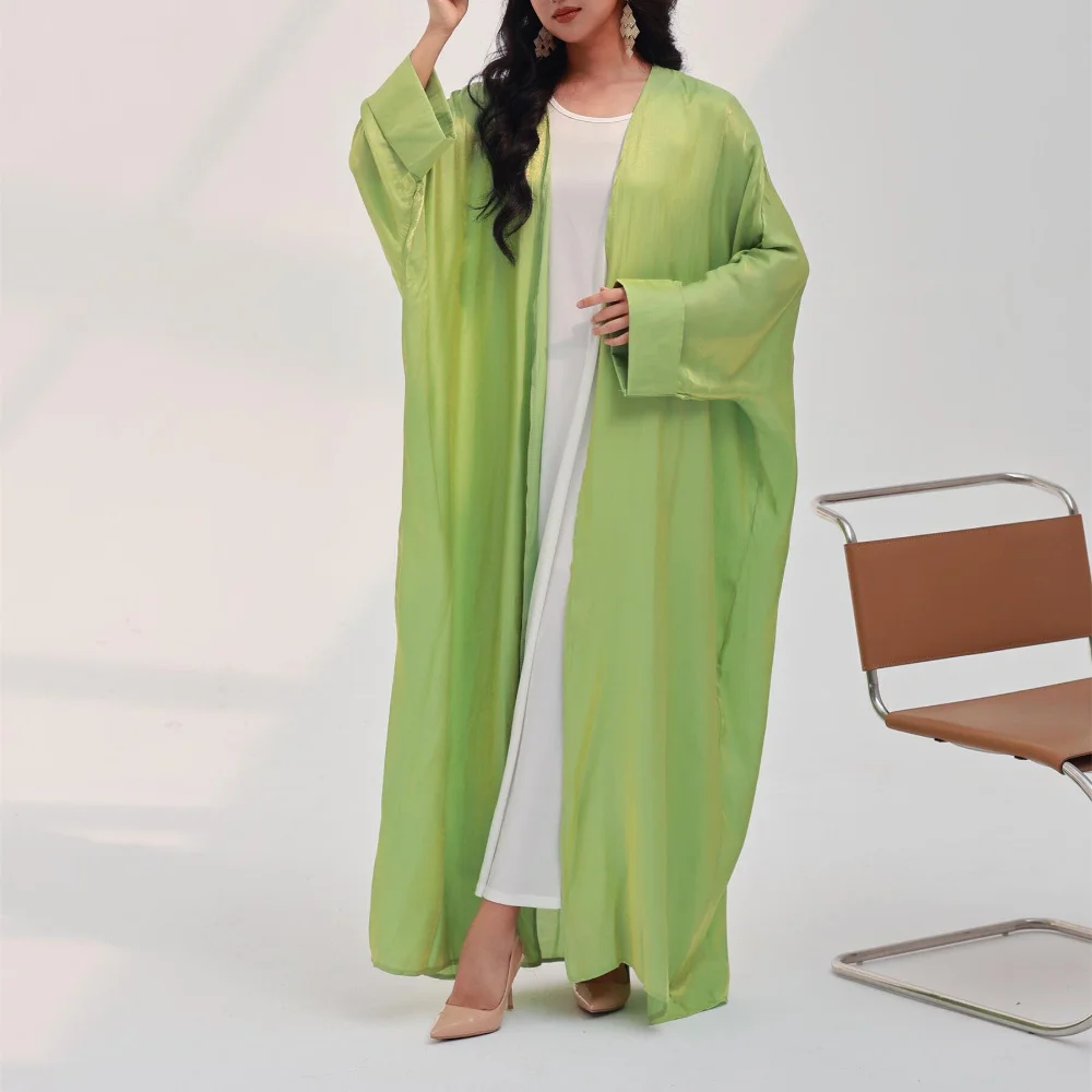 Abaya sur le devant caftans musulmans à manches longues solide Ramadan Maxi longueur robe femmes Abayas arabe islamique vêtements femmes Jilbabs