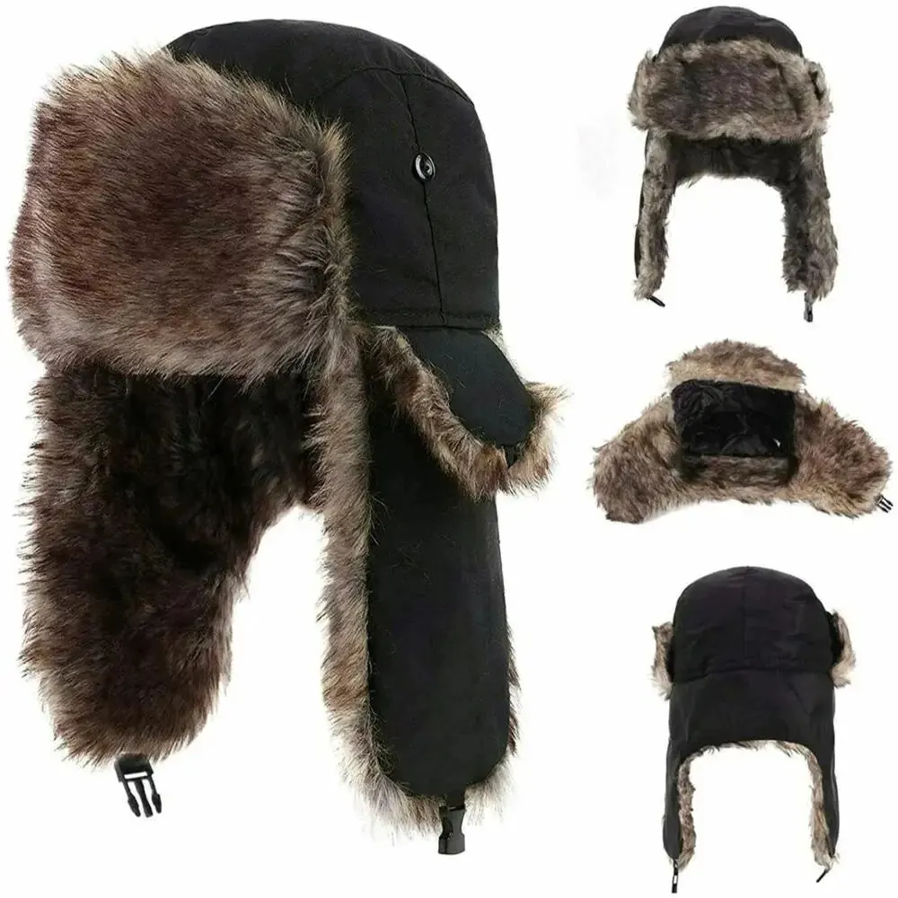 Homme hiver trappeur aviateur trooper oreillette chaud russe imperméable Ski chapeau Bomber casquette russe chaud oreille protecteurs chapeaux