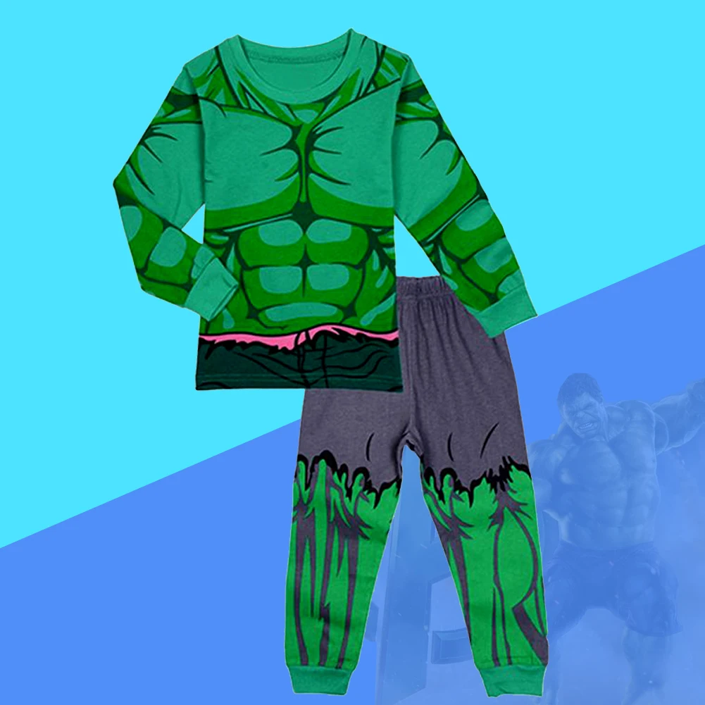Nouveaux pyjamas pour enfants Iron Man ensemble enfants dormeurs le Hulk ensemble garçons filles dessin animé à manches longues vêtements de nuit 2-7T ensembles
