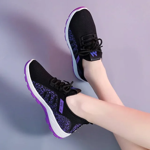 Chaussures vulcanisées à plateforme pour femmes, baskets d'été légères et respirantes en maille, chaussures de sport pour dames, baskets de Jogging résistantes à l'usure en plein air – Image 5