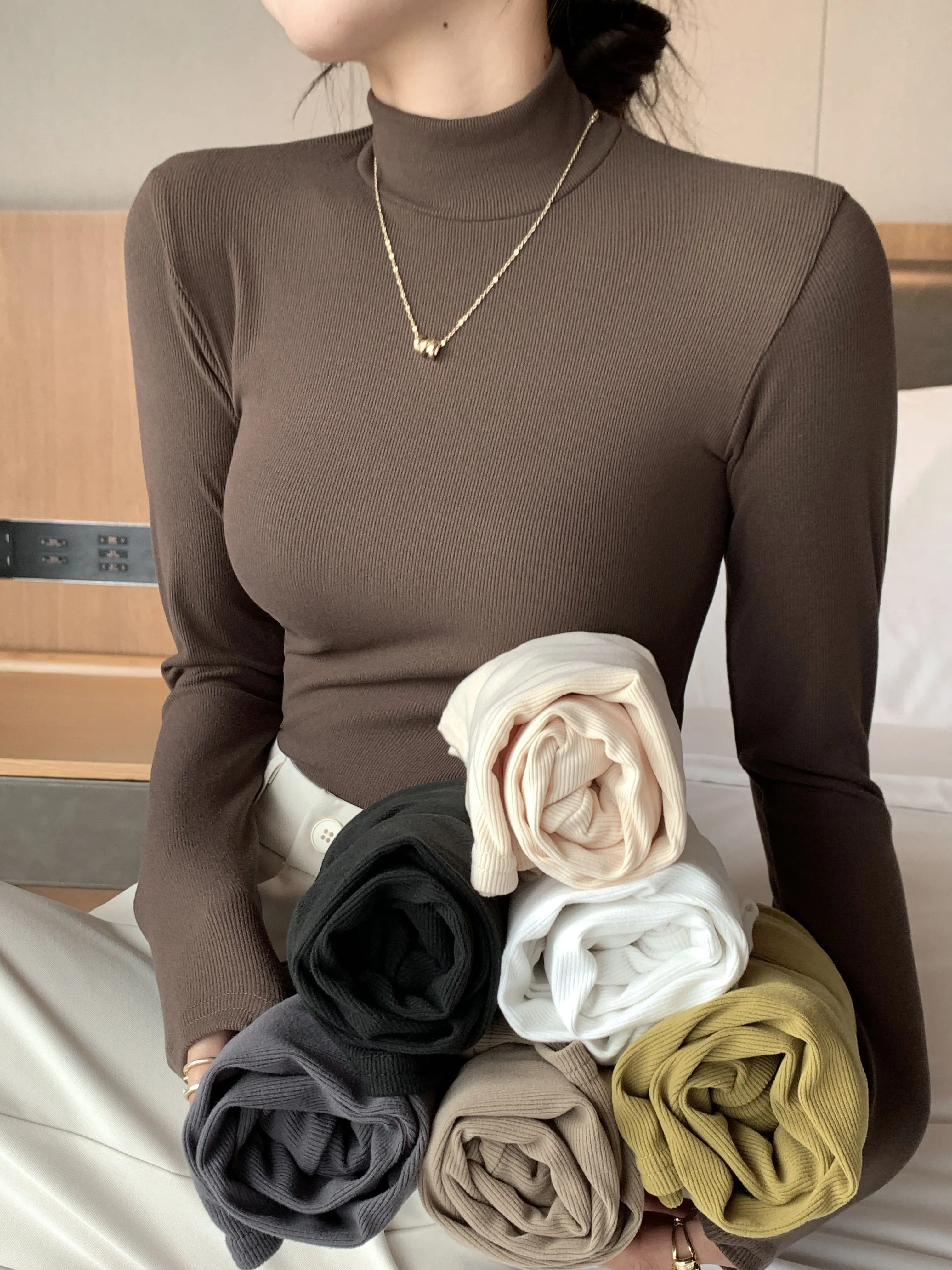 Pull-Over à Demi-Col Roulé pour Femme, Chemises Astronomiques, Élégant, Mode Coréenne, à Manches sulf, Tricot en Y, Nouvelle Collection 2024