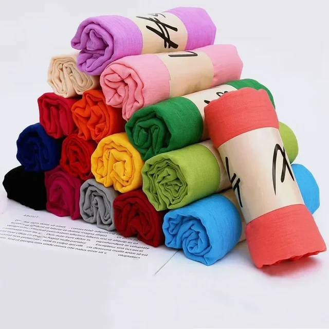 Foulard Hijab Simple pour Femme Musulmane, Écharpe de Sauna, Document Solide, Tête Ronde, Longue, Bandeau de Sauna, Enveloppes Douces et Chaudes, Mode 2025 – Image 3