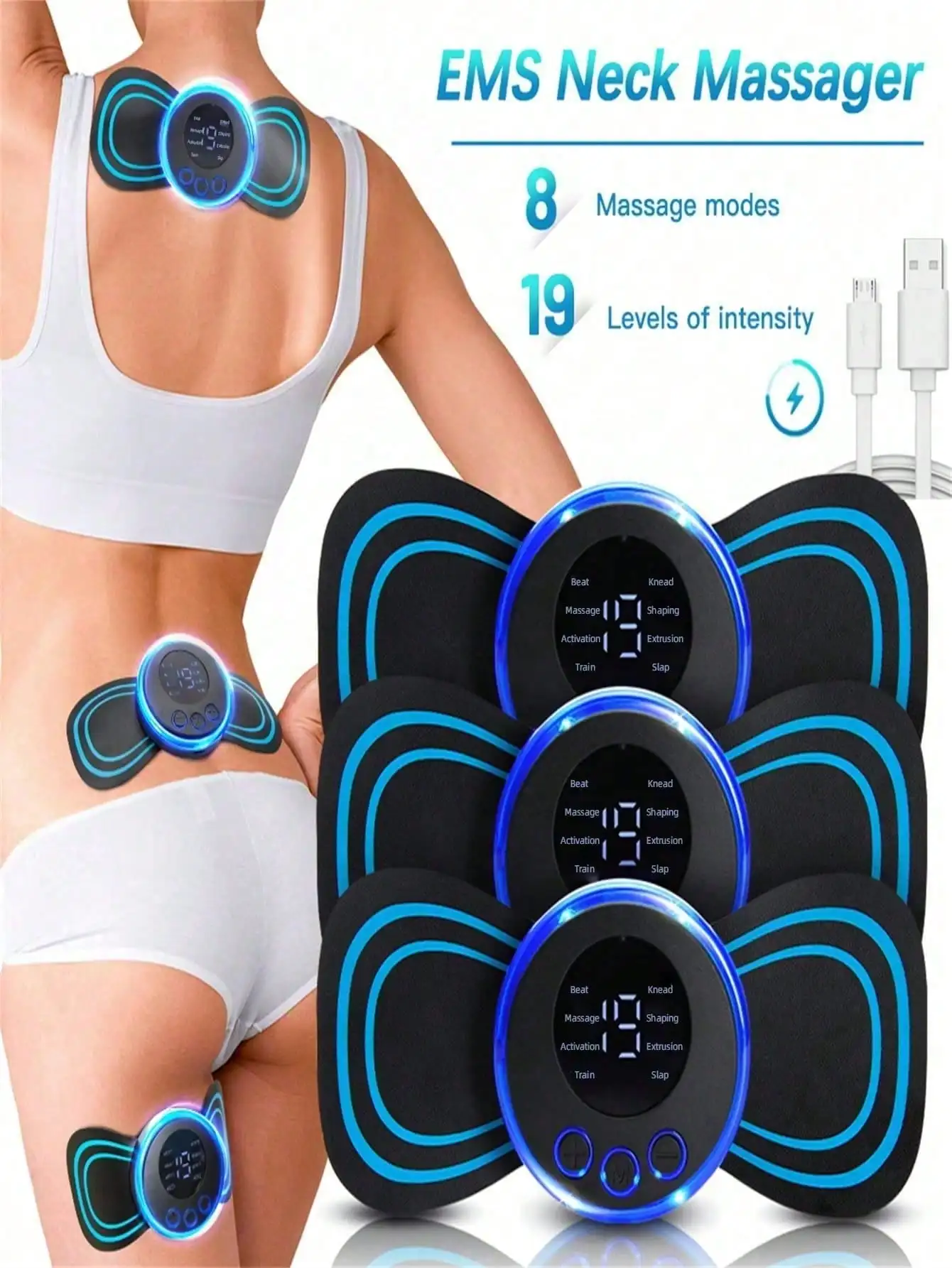 Mini masseur de cou électrique pour hommes et femmes, patch de massage corporel portable pour les bras et les jambes initiés