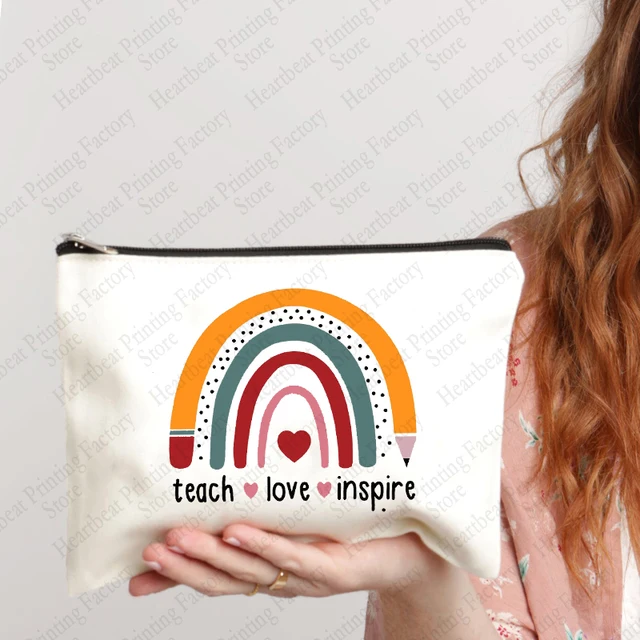 Sac à cosmétiques motif Teach Love Inspire, trousses de toilette arc-en-ciel, sac de rangement portable pour poudres de lavage, sac de rangement de voyage – Image 6