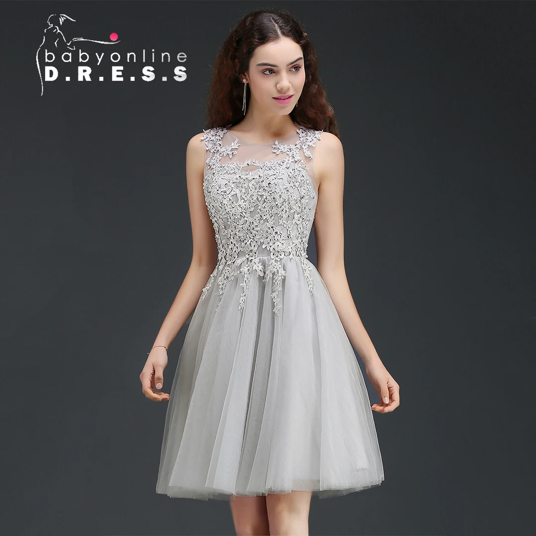 Robe de soirée courte en tulle doux à col rond, zone de dentelle, remise des diplômes, Rhde fin d'année, cocktail, robe de gala, 2024