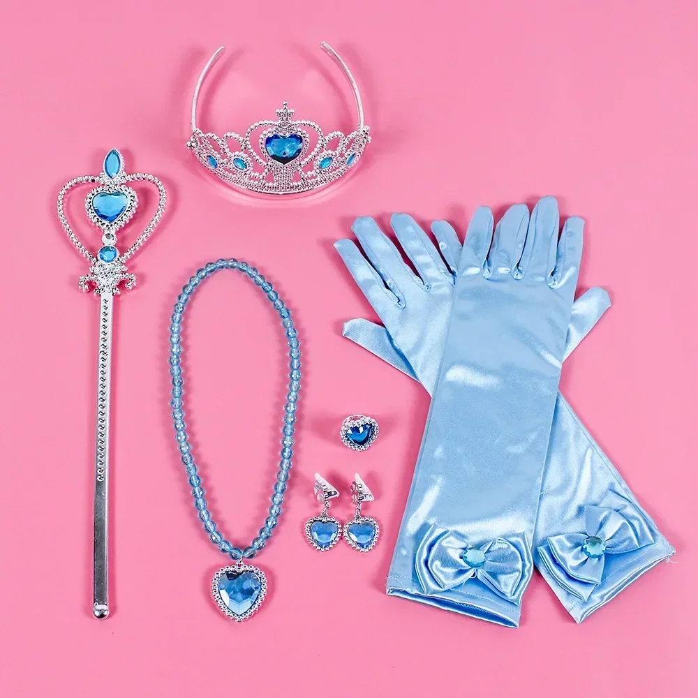 Pincess Anna Elsa Cosply accessoires couronne baguette magique collier perruque gants congelé neige blanche Belle cendrillon princesse jeu de rôle