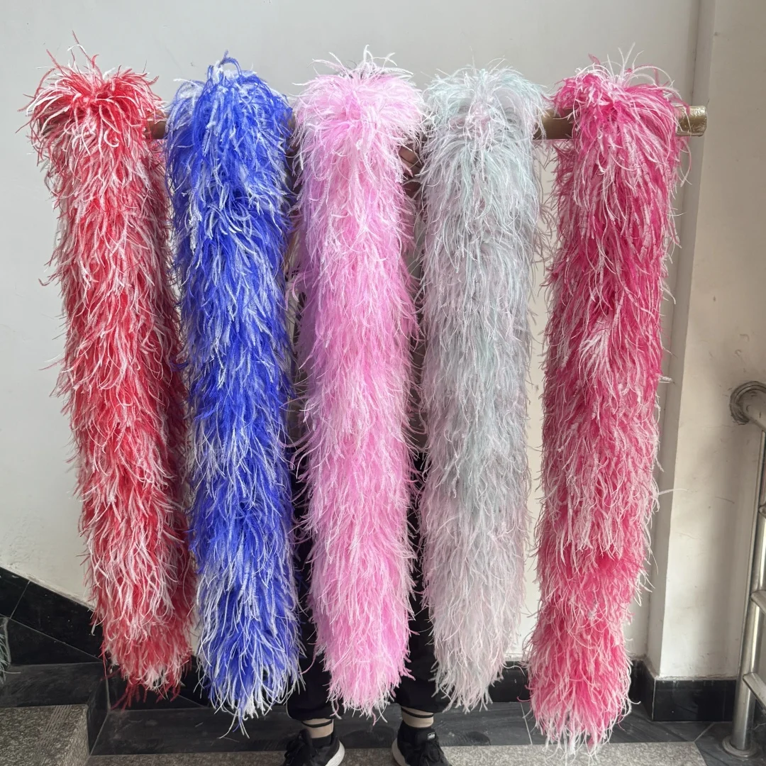 Dnoma-Boa en Plumes d'Autruche de 2 Mètres de Long, Châle pour Robe de Soirée de Mariage, Couture de Vêtements, Écharpe de Décoration, 6/10 Rôle