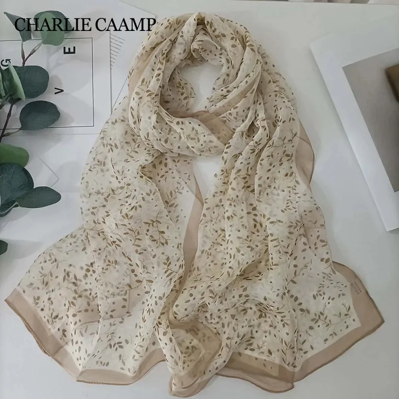 Écharpe d'été en mousseline de soie pour femmes, voile fin, crème solaire, plein d'étoiles, imprimé floral, bandana féminin, long châle, hijab georgette