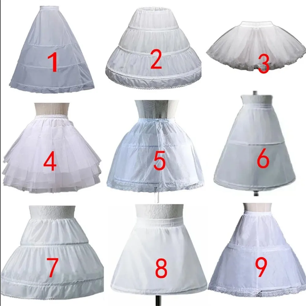 Jupon blanc ligne A pour enfants, 3 cerceaux, une couche, bordure en dentelle crinoline, robe de demoiselle d'honneur, sous-jupe pour filles