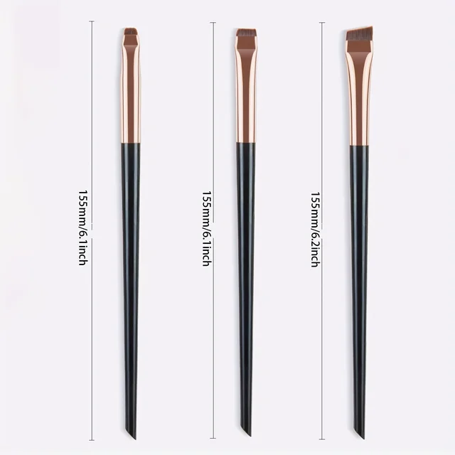3 pièces ensemble de pinceaux de maquillage, brosse d'eye-liner à lame fine tête oblique brosse à sourcils contour eyeliner ultra-mince ombre à paupières brosse maquillage b – Image 4