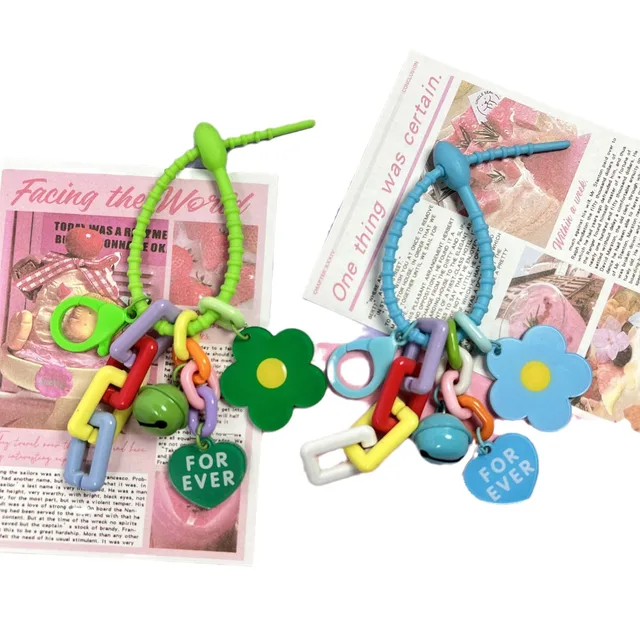 Porte-clés créatif couleur bonbon, pendentif fleur cœur, mignon petite fleur, pendentif de sac, accessoires – Image 4