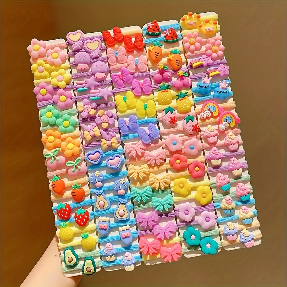 Ensemble de 10 pièces de nouvelle coiffure multicolore mignonne de dessin animé de mode coréenne ne fait pas mal au cordon de cheveux élastique pour fille
