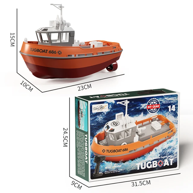 Nouveau 686 RC bateau 1/72 puissant double moteur sans fil radiocommande bateau 2.4G télécommande électrique remorqueur modèle jouets pour garçon – Image 3