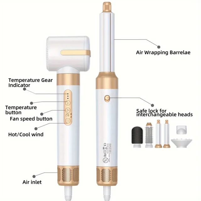 Sèche-cheveux haute vitesse sans balais Tinsol 7 en 1 110000 RMP – fer à friser automatique, ensemble de coiffure avec diffuseur, peigne coiffant à air chaud – Image 2