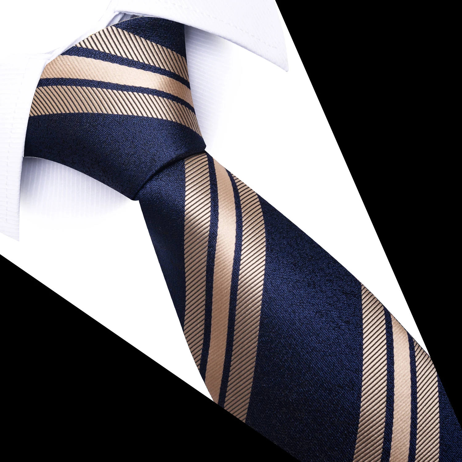 Nouveau Style 8 cm cravate homme bleu doré rayé accessoires de mariage Performance cravate hommes cravate Gravatas Fit Business