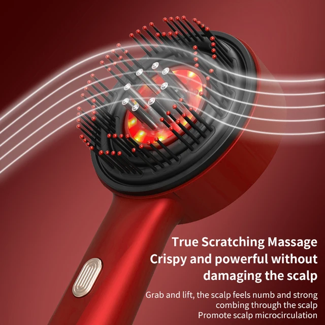 Peigne de Massage électrique à vibrations, lumière rouge, peigne pour follicules pileux, huile pour cuir chevelu, applicateur liquide, masseur de tête, croissance des cheveux, Anti-perte – Image 4