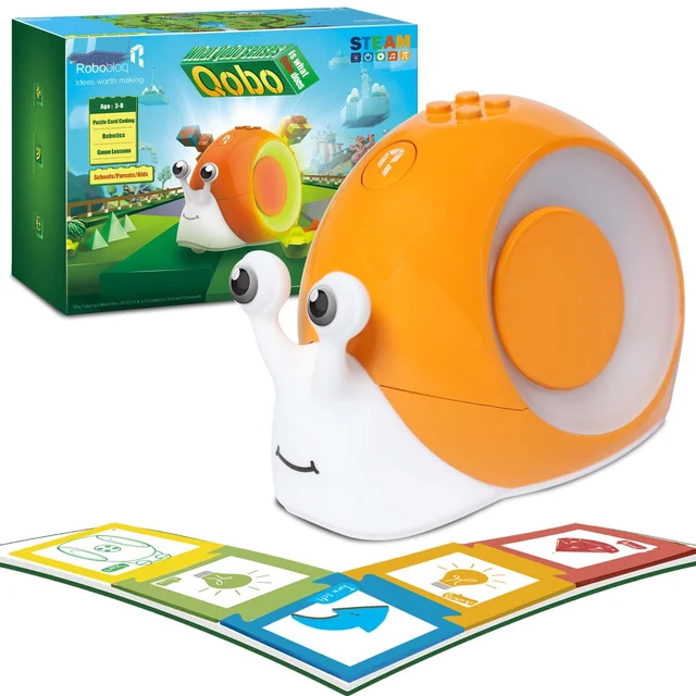 Robobloq Robot jouet Qobo pour enfants de 3 à 6 ans, Robot de codage pour l'éducation précoce sans écran, 2 Modes de jeu, jouet d'apprentissage et d'éducation